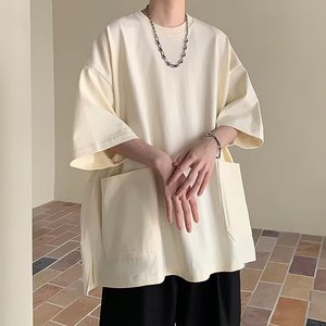 Nuova Collezione 2023: Tuta da <span class=keywords><strong>Uomo</strong></span> con Grandi Tasche, Estiva, Oversize, Mezza Maglietta con Tasche - Product Image 3