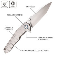 VG10 Stahlblech Titanlegierung Griff Keramiklager Herren Taschenmesser Professionelles Jagd- und Überlebens-EDC-Klappmesser