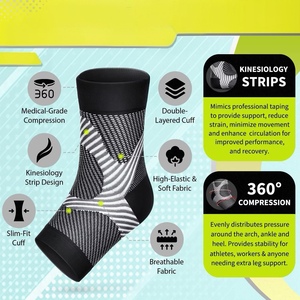 Calzini compressivi cavigliera per fascite plantare tendinite di Achille artrite sollievo L-XL nera mirante al gonfiore del dolore al tallone - Product Image 3