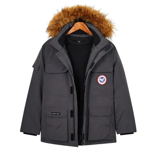 Winter <span class=keywords><strong>Canada</strong></span> Outdoor Thickening Europe and the <span class=keywords><strong>Goose</strong></span> Vêtements longs en coton coupe-vent pour hommes Veste à capuche froide pour femmes - Product Image 2