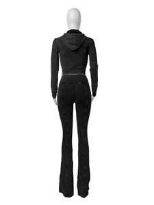 CUTENOVA Z1016ST02 2024 autunno 2 pezzi <span class=keywords><strong>tuta</strong></span> da <span class=keywords><strong>donna</strong></span> <span class=keywords><strong>con</strong></span> cerniera Crop Top pantaloni due pezzi Casual da <span class=keywords><strong>donna</strong></span> - Product Image 5