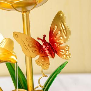 Iron Butterfly Desktop Water Feature Bronze Gold Flower Design Tabletop <b>Vase</b> Office Living Room Decor Gift - Product Image 3