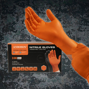 ABC-DG01 Steril Ağır Hizmet Tipi Kimyasal Dayanımlı Elmas Dokulu 8/10 Mil Mekanik Güvenlikli Tek Kullanımlık Siyah Nitril Eldivenler - Product Image 3