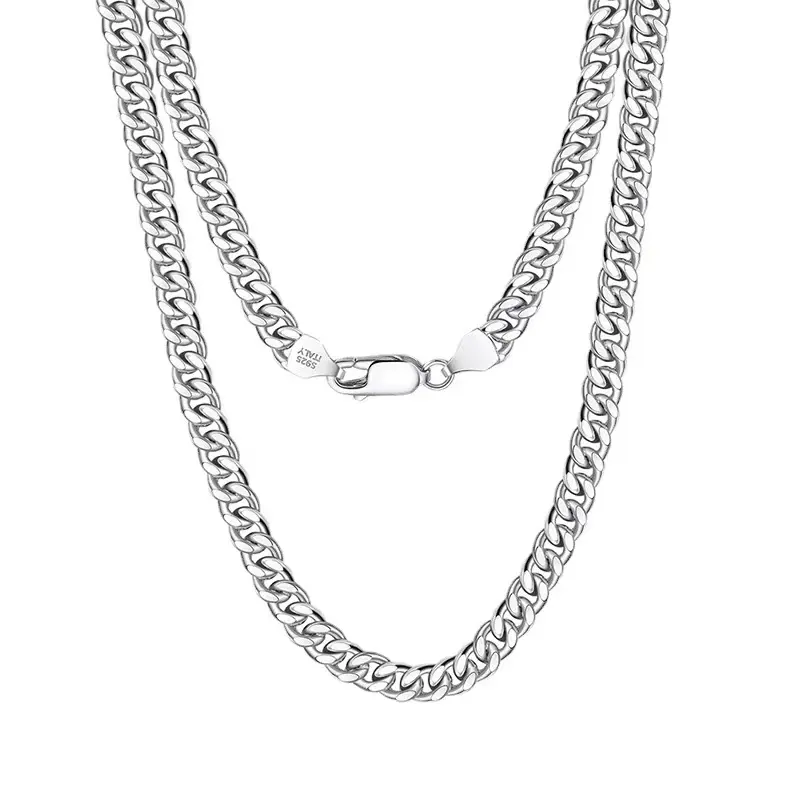 Luxury 925 Sterling Silver Cuban Chain 3.6mm 5mm 7mm Thick Miami Cuban Chain Men Women Necklace