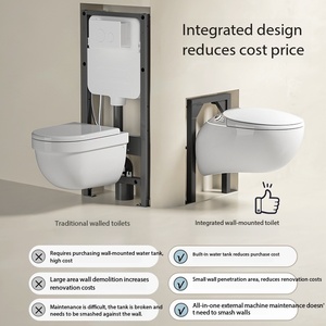 Inodoro Inteligente de Pared con Asiento Calefactado y Doble Descarga, Totalmente Automático, Integrado, Flotante y <span class=keywords><strong>Empotrado</strong></span> para Uso Doméstico - Product Image 3