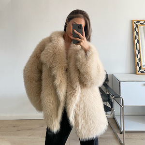 Abrigo de Solapa con Pelo Sintético Estampado, Chaqueta Corta Suelta y Esponjosa de Alta Calidad para <span class=keywords><strong>Mujer</strong></span>, Ideal para Invierno - Product Image 3