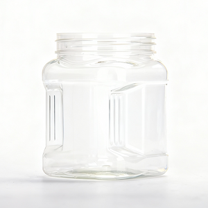 การติดฉลากขวดพลาสติกใส่อาหารทรงสี่เหลี่ยมขนาด350มล. ภาชนะเก็บของเปล่าใสสำหรับเก็บอาหารเกรดปิดผนึกได้ง่ายจับขวดน้ำสำหรับผลไม้ถั่ว - Product Image 5