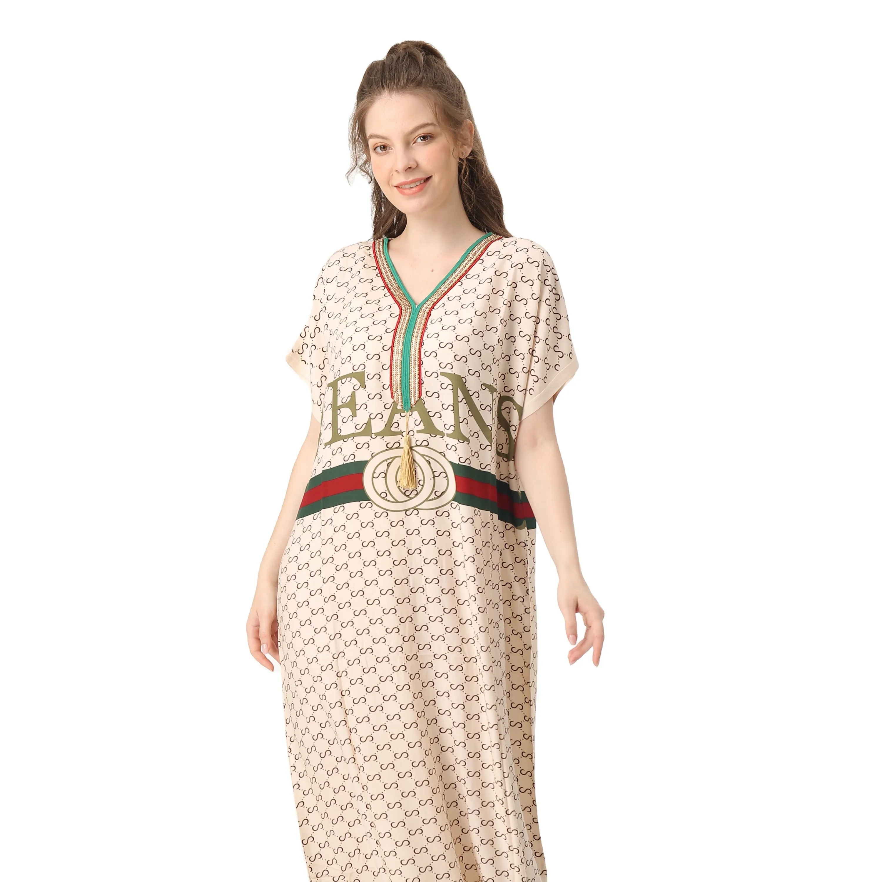 FREE SAMPLE Summer Dress Rayon Fabric Women designer luxury brand Kaftan Muslim Womens Maxi Dresses