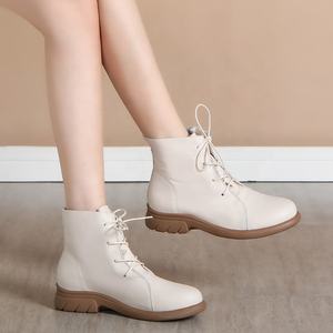 Botines de Cuero Británico de Lujo para Mujer, con Suela Plana, Cordones, Forro de Piel, Tallas Grandes, Resistentes al Desgaste, para Otoño e Invierno - Product Image 4