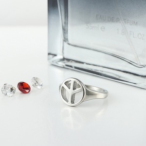 yunnique Peace Symbol <b>Ring</b> <b>Titanium</b> Steel Hollow Geometric Design Women's Fashion Jewelry Gift Silver Color 210130 - Product Image 4