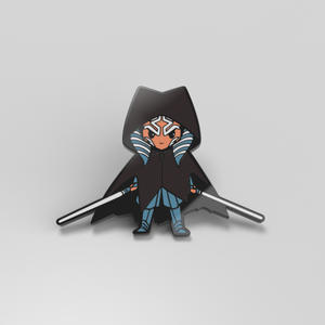 Spille da bavero smaltate personalizzate e creative di Ahsoka Tano con mantello - Artigianato in metallo in lega di zinco con placcatura personalizzata, Oggetto da collezione per Guerre Stellari - Product Image 6