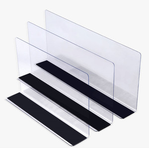 Porte-étiquettes en acrylique pour supermarché, séparateurs d'étagères en PVC en forme de L magnétiques - Product Image 1