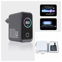 Chargeur rapide double USB-A 100W GaN avec écran LED intelligent, adaptateur mural de charge rapide intelligent AI pour iPhone Samsung