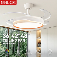 Ventilateur de plafond moderne avec télécommande, pales de 42 pouces, LED dimmable, 6 vitesses, CRI 90 élevé, double tension (110V-220V), certifié CE, DC