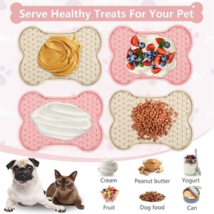 Neue bunte Knochen form benutzer definierte Haustier Lick Pads Silikon Katzenfutter Slow Feeder Erdnuss butter Silikon Hund Lick Mat für Katzen - Product Image 3