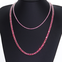 Bestseller Vergoldete Romantische S925 Silber Vierklauen-Rotelegante Rubin-Korund-Diamant-Tenniskette als Jubiläumsgeschenk