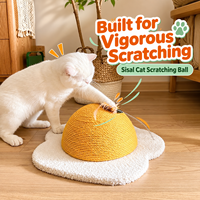 Jouet à gratter pour chat en sisal ondulé en forme d'œuf frit, boule interactive pour chat, griffoir durable pour aiguiser les griffes en sisal