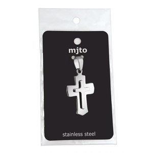 Piccolo Ciondolo a Croce in Acciaio, Charms Raffinati 19x30mm - Product Image 2