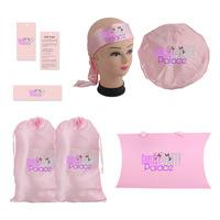 Bonnets en satin personnalisés avec logo, bandeaux en soie, ensembles de sacs pour perruques, boîte en papier pour l'emballage des perruques et des cheveux, bonnets