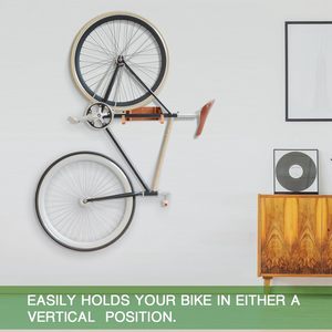 <span class=keywords><strong>Soporte</strong></span> de Pared Horizontal para <span class=keywords><strong>Bicicleta</strong></span> de <span class=keywords><strong>Madera</strong></span> con Acolchado Resistente a los Arañazos, Gancho de Almacenamiento que Ahorra Espacio - Product Image 6