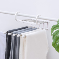 Porte-pantalon 5 en 1, gain de place, pliable, crochet pour serviette, cravate, multifonctionnel, porte-vêtements, porte-pantalon, organisateur de placard, rangement
