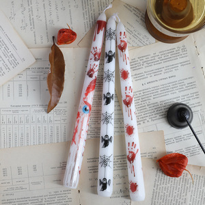 25cm Ghost Printed <b>Long</b> Taper <b>Candle</b> Smokeless Paraffin Wax Halloween European Style Creative Holiday Decoration Gift <b>Candles</b> - Product Image 2