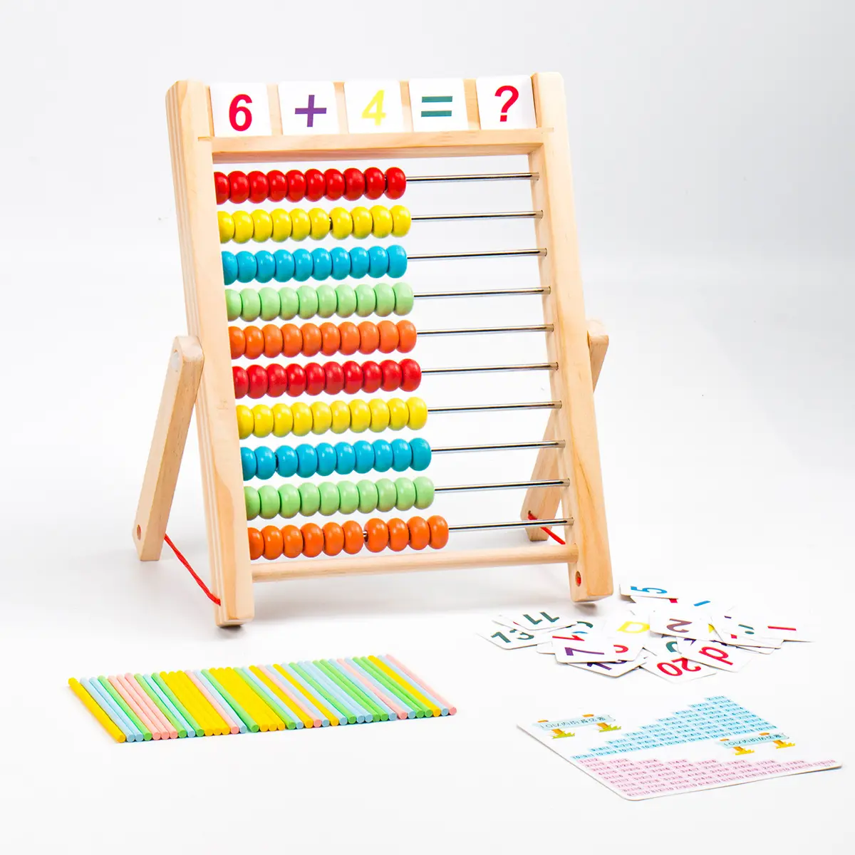 Kalkulator Kayu Anak-anak dengan Tongkat Aritmatika Matematika Bingkai Abacus Aritmatika Anak-anak Mengajar Pendidikan Awal T