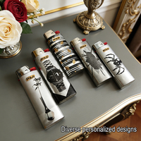 Briquet à silex en plastique J6 Maxi promotionnel, personnalisé avec logo OEM, imprimé sous film rétractable 3D, finition toucher doux de luxe, pour cadeaux promotionnels