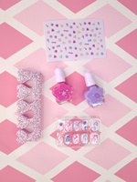 Ensemble mignon d'art d'ongle d'enfants pour les filles 2 polit des autocollants d'ongles à presser avec un design amusant