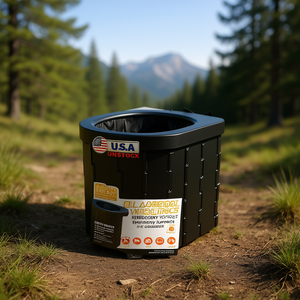 Toilette d'urgence pliable portable en plastique noir avec sac de transport pour voiture, camping, randonnée, bateau - Product Image 2