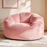 Grand fauteuil pouf modulaire pliable moderne en velours côtelé rose, compressé sous vide, pour lecture et détente au sol