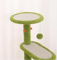 Arbre à chat multi-niveaux en forme d'arbre vert avec lit capsule transparent et poteaux à gratter en sisal – Arbre à chat interactif