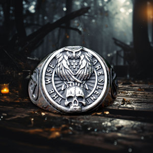 New Gothic Viking freemasonry và quạ sọ thép không gỉ Vòng Unisex nam giới và phụ nữ của nam giới quà tặng với miễn phí vận chuyển - Product Image 3