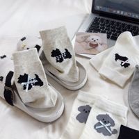 Chaussettes pour femmes de style nouveau - Version légère printemps/été, design mignon avec nœud papillon, thème petit chien, chaussettes mi-mollet sans os