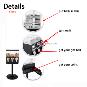 Özelleştirilebilir Renkli Otomatik Jetonlu Mini Otomat / Sakız Topları Zıplayan Top Şeker Üçlü Başlıklı Kapsül Oyuncak Makinesi - Product Image 6