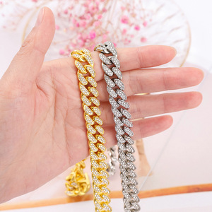 Altın Gümüş Hip Hop Miami Küba Zinciri Kolye Erkek Kadın Yapay Elmas Alaşımlı Takı Toptan Kararmayan 16-30 İnç - Product Image 4