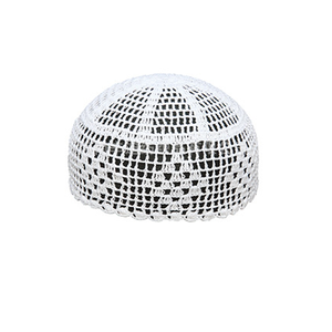Cappello islamico fatto a mano all'uncinetto bianco elastico Kufi Hijab tazza da uomo dal design etnico berretto <span class=keywords><strong>musulmano</strong></span> - Product Image 4