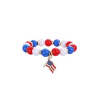 Bracelet Bohème Tendance avec Perles, Breloques Émail Alliage Étoile Cœur Nœud Papillon Drapeau, Strass Plastique, pour Fête, Thème Fête Nationale des États-Unis
