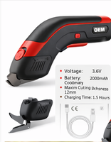 Ciseaux électriques portables 3,6 V en gros d'usine, machine de découpe de tissu rechargeable, cisailles électriques