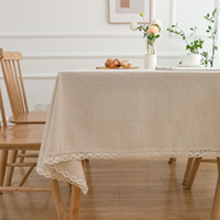 Nappe en plastique brodée avec dentelle tissée 100x160CM – Housse de table élégante pour cuisine, maison, mariage