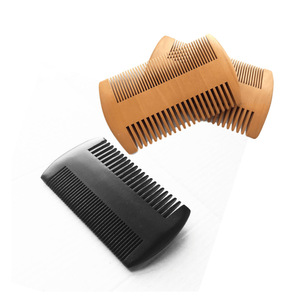 Pettine in legno con tasca in legno di sandalo con ago nero da uomo pettine per capelli con <span class=keywords><strong>barba</strong></span> e baffi set in legno con logo personalizzato - Product Image 6