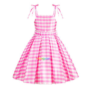 Enfants 1950s rose Plaid Tartan robe pour filles rose robe à carreaux avec Plaid cheveux arc film TV Cosplay Costume tenue - Product Image 4