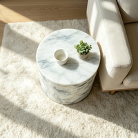 Table d'appoint en marbre blanc Arabescato naturel à socle bas pour villas, hôtels, maisons de luxe, salons
