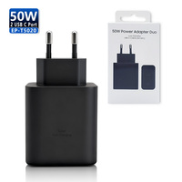 Cargador de Pared GaN de 50W con Doble Puerto USB-C, Carga Súper Rápida 2.0 PD PPS, Adaptador Ignífugo OTP para Teléfono Móvil, Enchufe EU, OEM