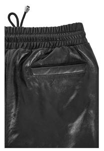 Pantalon sur mesure pour femme en cuir Nappa noir 100 % véritable, coupe ajustée, marque privée OEM/ODM, pantalon de luxe classique - Product Image 4
