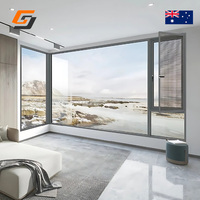 Puertas y ventanas abatibles de vidrio doble de aleación de aluminio estándar australiano GS