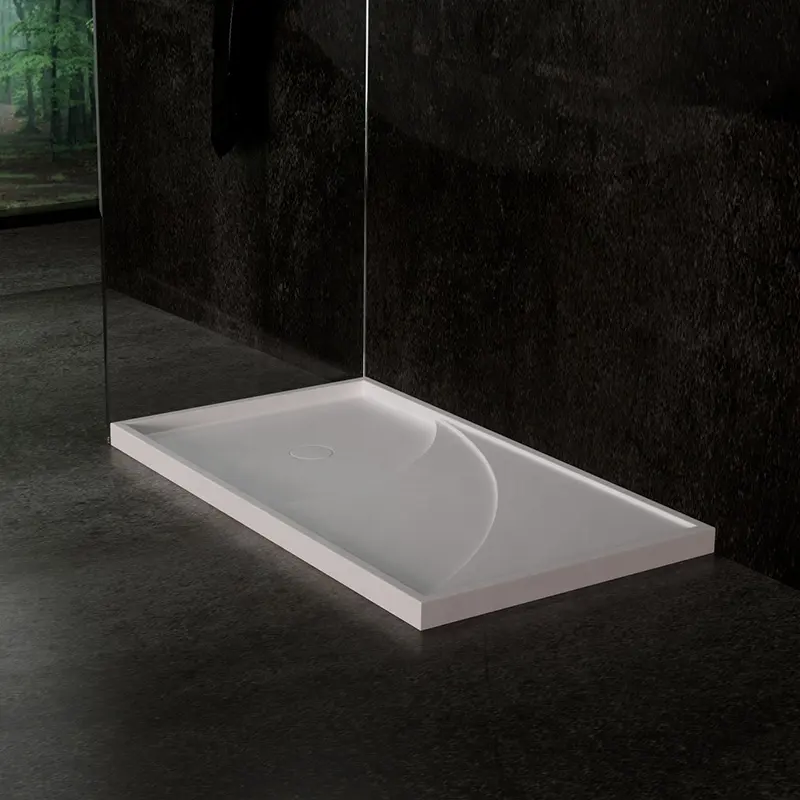 composite faux linear shower tray stone cast large shower tray modern matte artificial solid surface marble shower