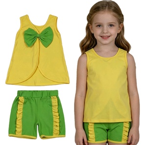 Conjuntos de Ropa para Niñas Pequeñas RTS Boutique, Lazos de Algodón de Color Sólido, Shorts, Lazos Bonitos, Nuevos Diseños de Verano, Conjuntos de Ropa para Hermanas - Product Image 1