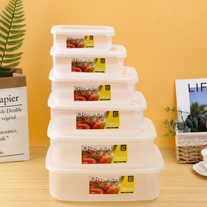 Crisper Home Plastic Food Storage <b>Container</b> Rectangle 6 Piece Set Fruit Vegetable <b>Refrigerator</b> Box - Product Image 2