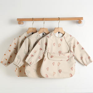 Bpa gratis bambino pasto mangiare grembiule ragazzo ragazza pittura grembiule bambino morbido impermeabile Pu bavaglino con maniche lunghe - Product Image 4